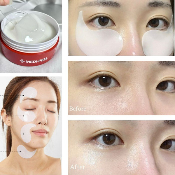 Ліфтинг-патчі для повік з гідролізованим колагеном Medi Peel Red Lacto Collagen Patch, 60 шт 0240 фото